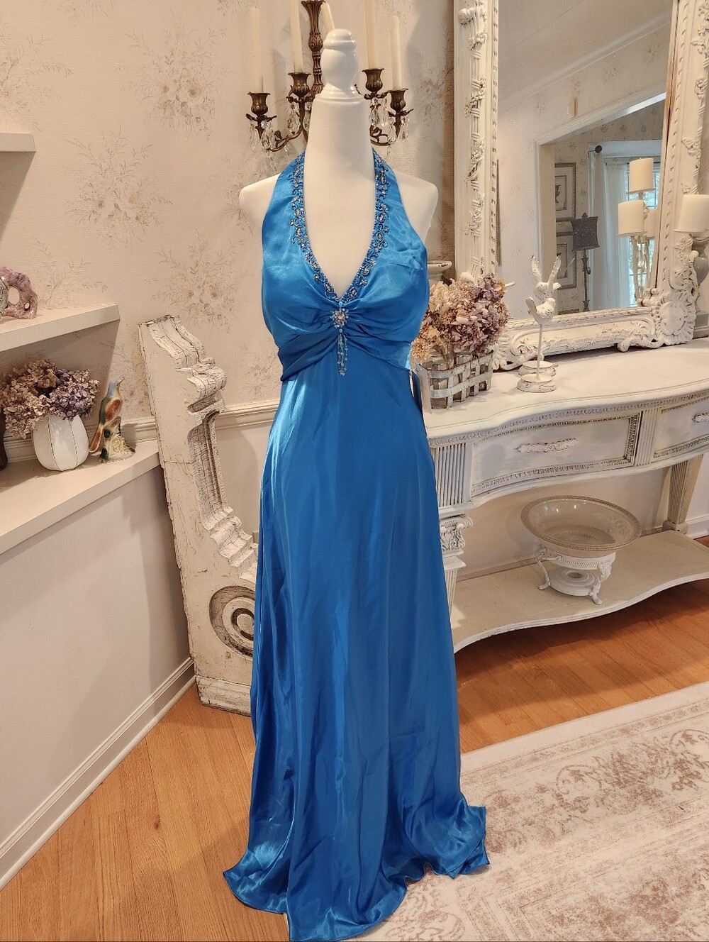 Peacock Blue Niki Livas Evening Homecoming Cruise Cocktail Gown 10 NWT